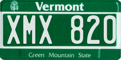 VT license plate XMX820