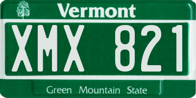 VT license plate XMX821