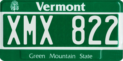 VT license plate XMX822