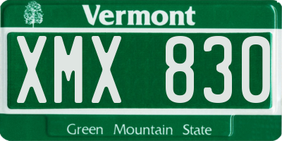 VT license plate XMX830