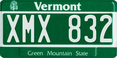VT license plate XMX832