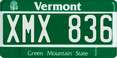 VT license plate XMX836