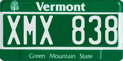 VT license plate XMX838