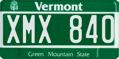 VT license plate XMX840