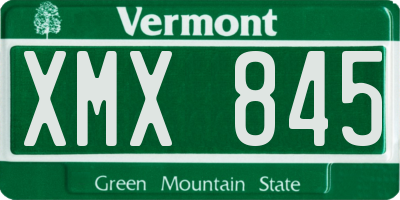 VT license plate XMX845