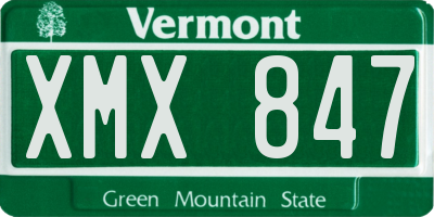 VT license plate XMX847