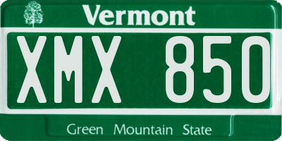 VT license plate XMX850