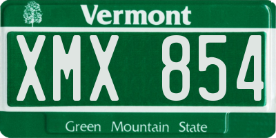 VT license plate XMX854