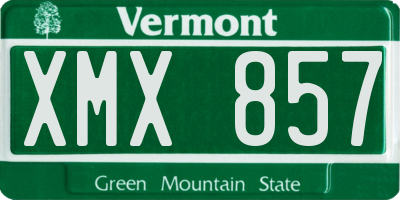 VT license plate XMX857