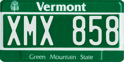 VT license plate XMX858