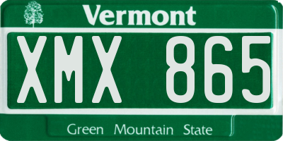 VT license plate XMX865