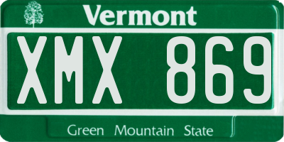 VT license plate XMX869