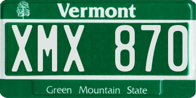 VT license plate XMX870