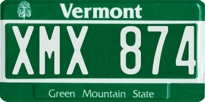 VT license plate XMX874