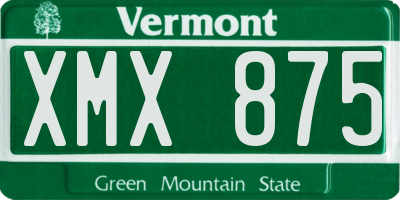 VT license plate XMX875