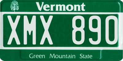 VT license plate XMX890