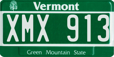 VT license plate XMX913