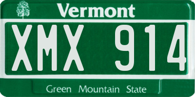 VT license plate XMX914