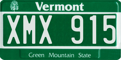 VT license plate XMX915