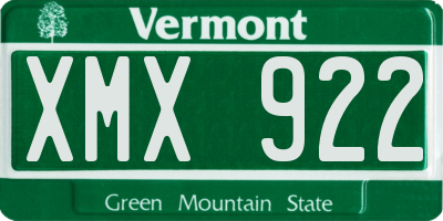 VT license plate XMX922