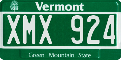 VT license plate XMX924