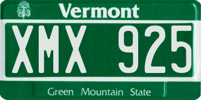 VT license plate XMX925