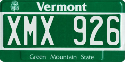 VT license plate XMX926