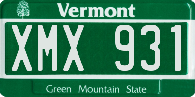 VT license plate XMX931