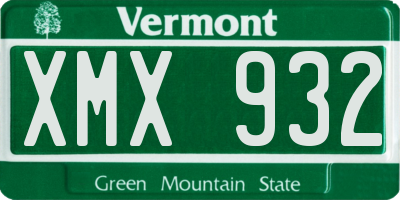 VT license plate XMX932