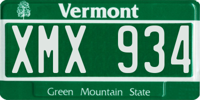 VT license plate XMX934
