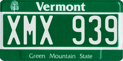 VT license plate XMX939