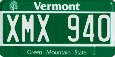 VT license plate XMX940