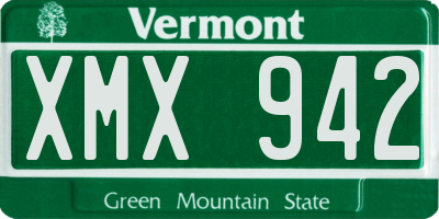 VT license plate XMX942