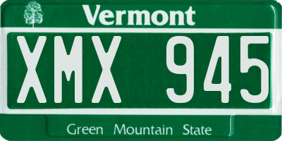 VT license plate XMX945