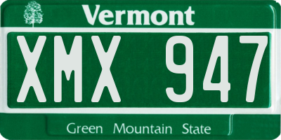 VT license plate XMX947