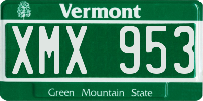 VT license plate XMX953