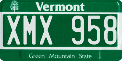 VT license plate XMX958