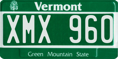 VT license plate XMX960