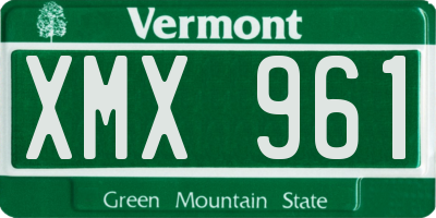 VT license plate XMX961