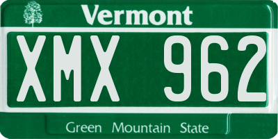 VT license plate XMX962