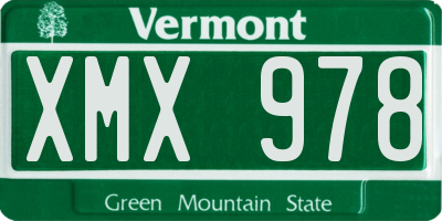 VT license plate XMX978