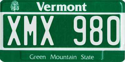 VT license plate XMX980