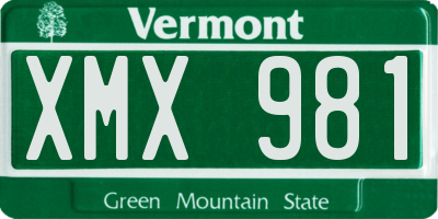 VT license plate XMX981