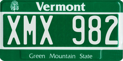 VT license plate XMX982