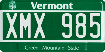 VT license plate XMX985
