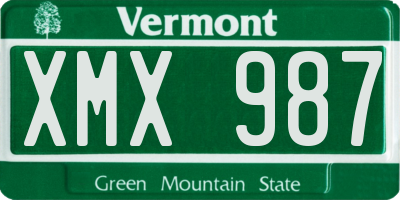 VT license plate XMX987