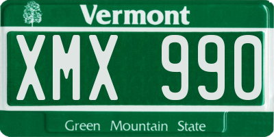 VT license plate XMX990