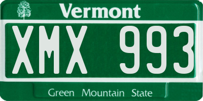 VT license plate XMX993
