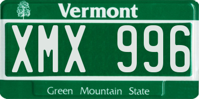 VT license plate XMX996