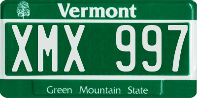 VT license plate XMX997